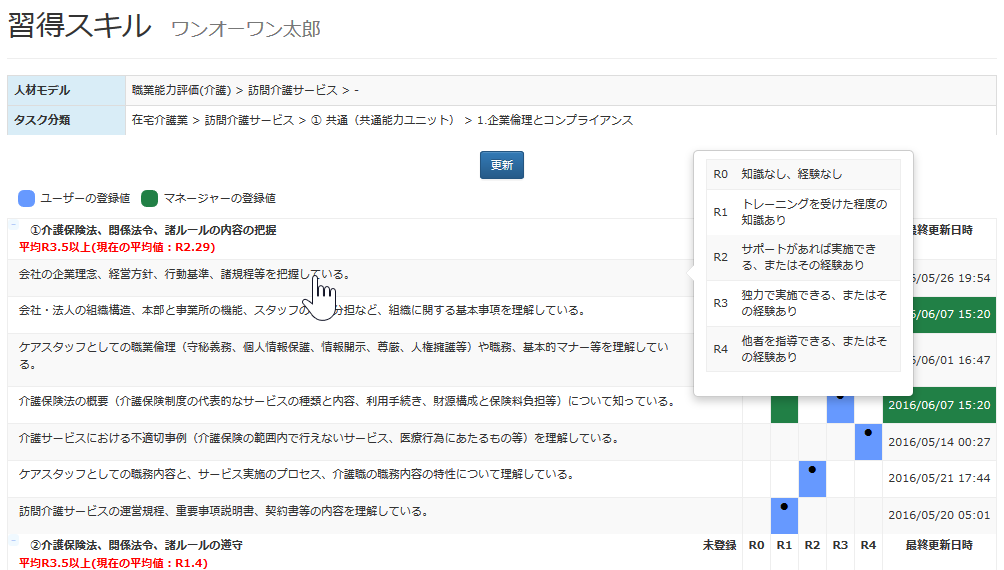 分析例3:訪問介護サービスの共通能力評価項目と評価基準